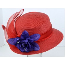 Giovannio Fancy Red Hat Purple Flower Kentucky Derby Church Dressy Wedding   eb-98149239